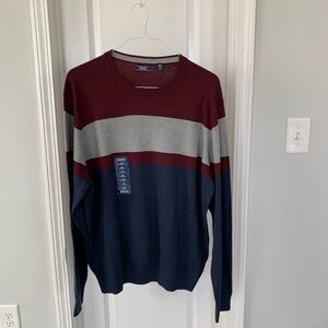 Izod Men's Crewneck Sweater - Burgundy, Gray, and Navy